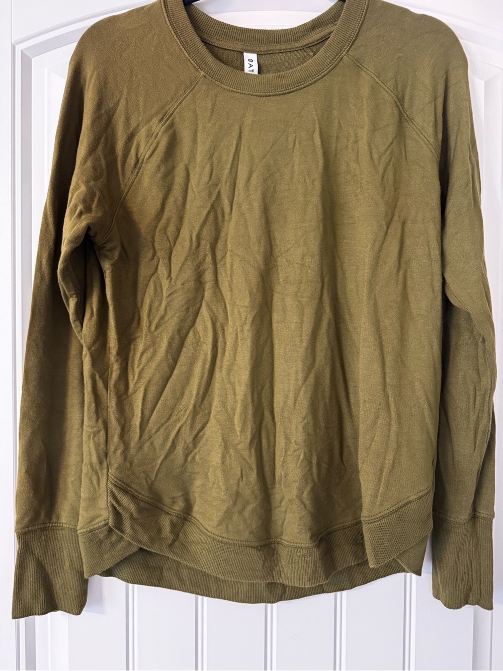 Athleta Mindset Sweatshirt Women M Tall Olive Green Modal Pullover 472751